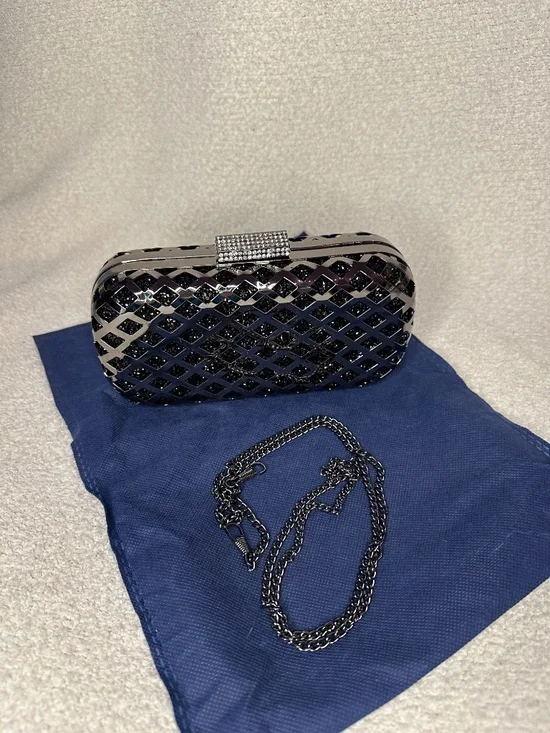 Black Rhinestone and Gunmetal hard clutch - Picture 8 of 8
